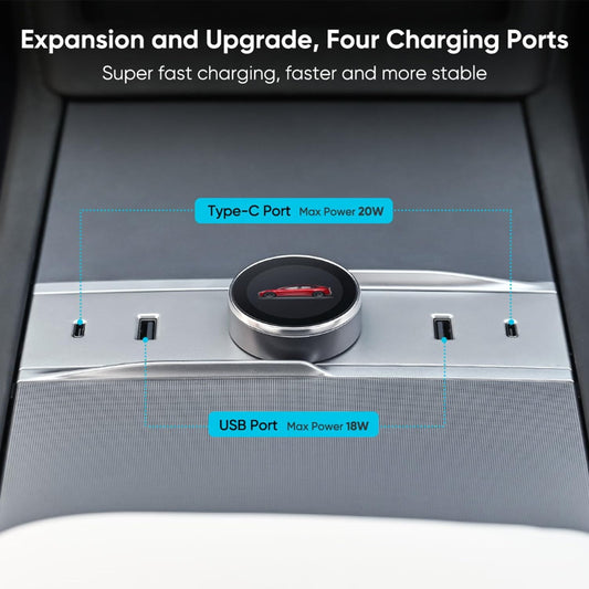 Hautosport Smart Rotating Gear Shift Dock for Tesla Model 3 Highland - With Display & Quick Charge Ports