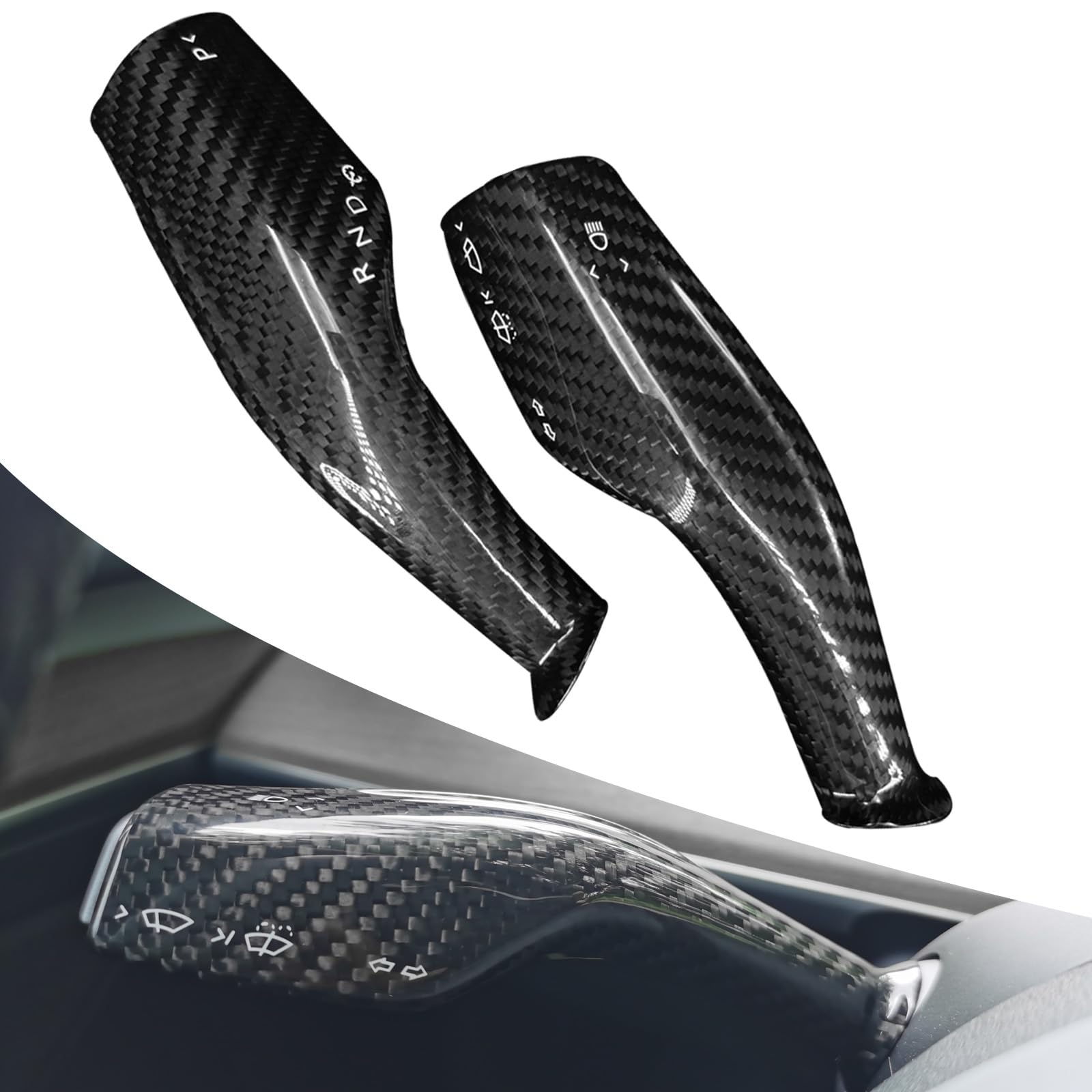 Model 3 / Y Turn Signal Wiper Stalk Covers - Carbon Fiber Interior Mods - Tesery Official Store