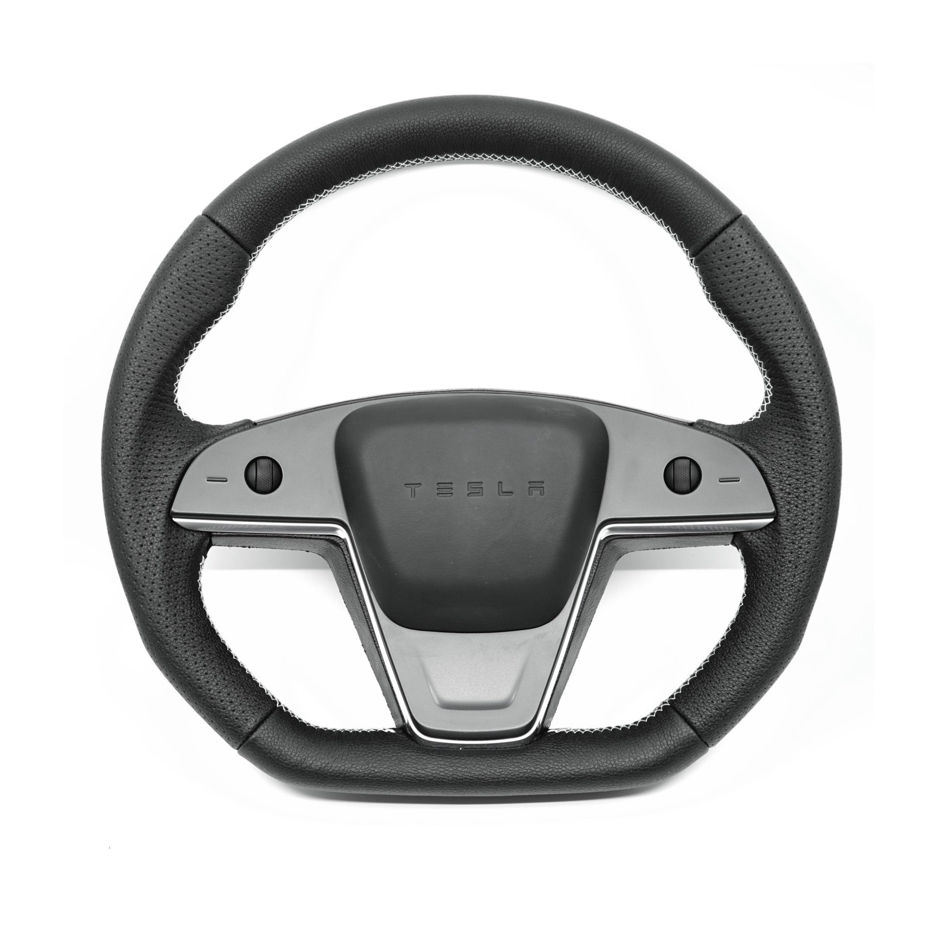 Plaid Round Steering Wheel Replacement for Tesla Model S / X 2021-2022
