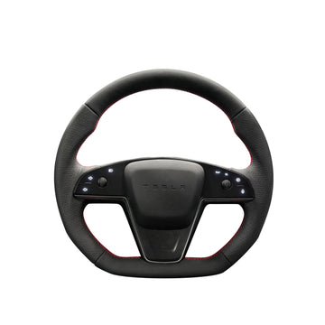 Plaid Round Steering Wheel Replacement for Tesla Model S / X 2021-2022
