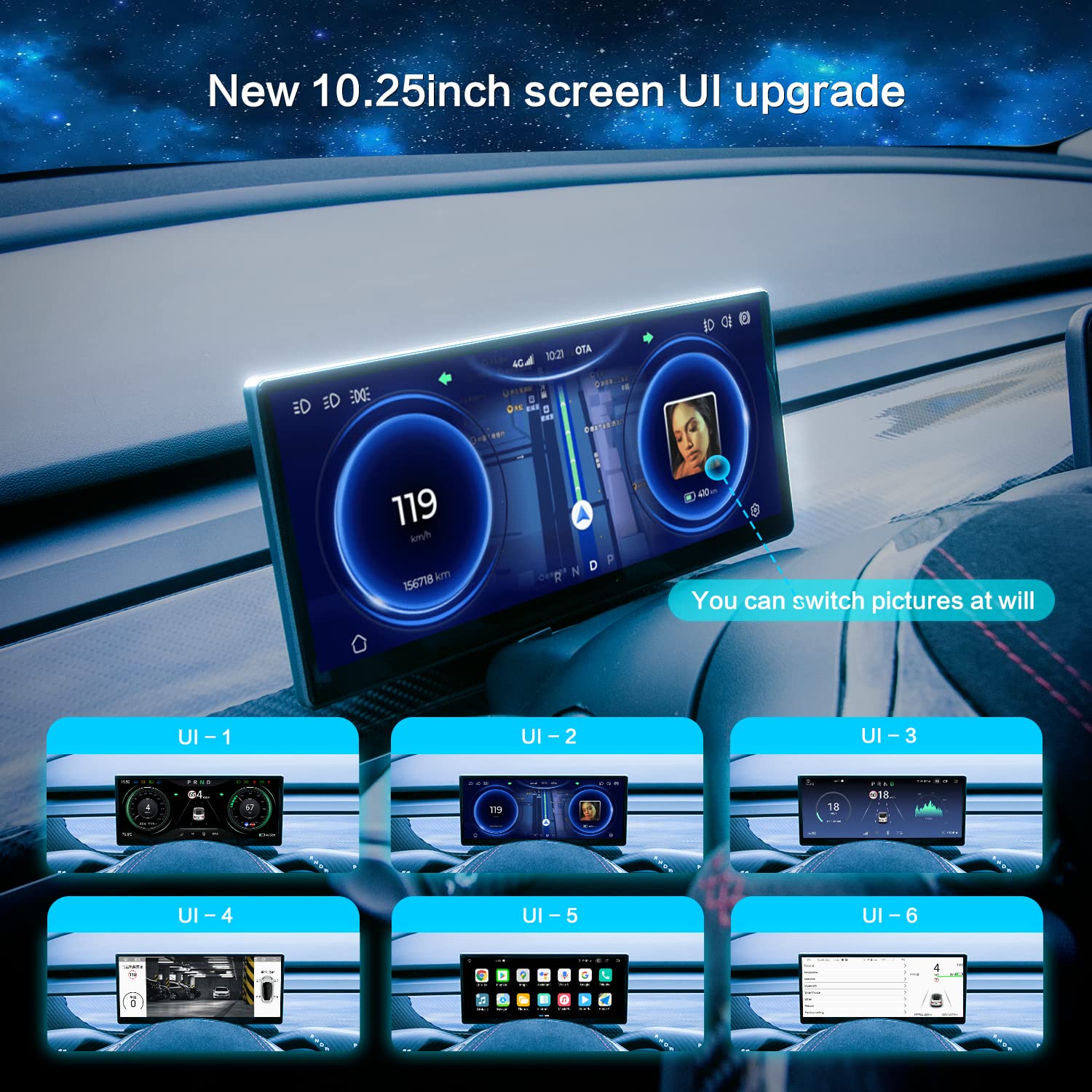 Hautosport 10.25'' Android 4G Tesla Model 3 / Y Display LCD Instrument Dashboard Screen