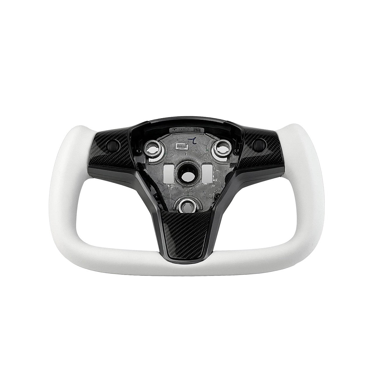 White Leather Yoke Steering Wheel for Tesla Model 3 / Y